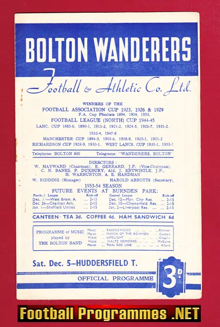 Bolton Wanderers v Huddersfield Town 1953