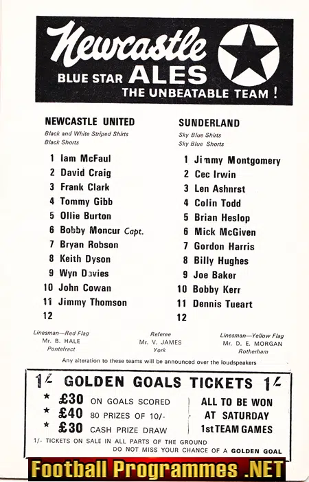 Newcastle United v Sunderland 1969 - St James Park