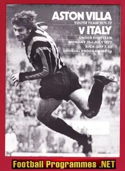 Aston Villa v Italy 1972 – Youth Match U18