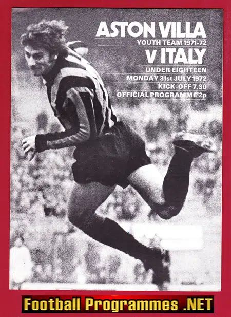 Aston Villa v Italy 1972 – Youth Match U18