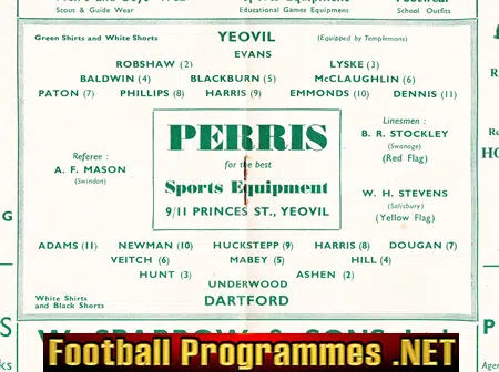 Yeovil Town v Dartford 1959