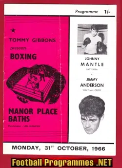 Boxing – Johnny Mantle v Jimmy Anderson Manor Place Baths 1966