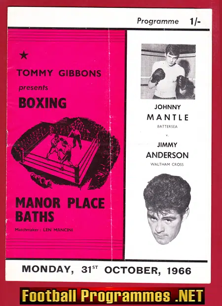 Boxing – Johnny Mantle v Jimmy Anderson Manor Place Baths 1966