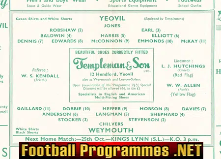 Yeovil Town v Weymouth 1958