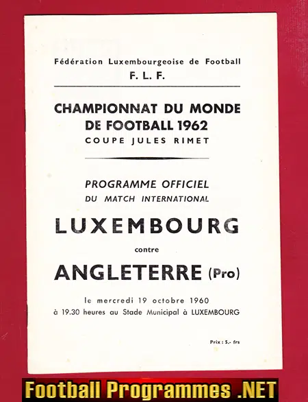 Luxembourg v England 1960
