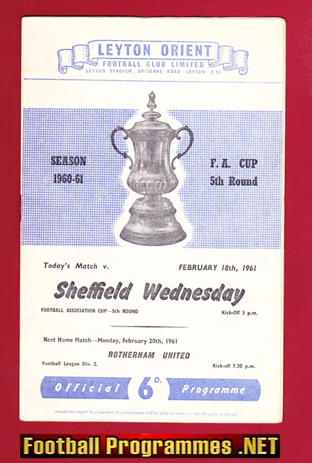 Leyton Orient v Sheffield Wednesday 1961
