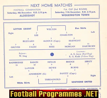 Leyton Orient v Southend United 1954