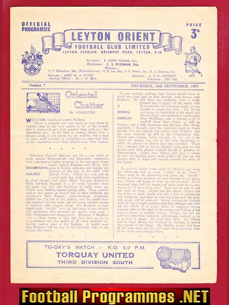 Leyton Orient v Torquay United 1953