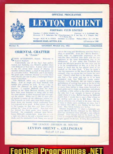 Leyton Orient v Gillingham 1953