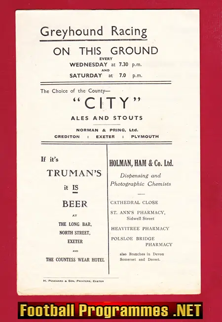 Exeter Rugby v Devonport Services 1948