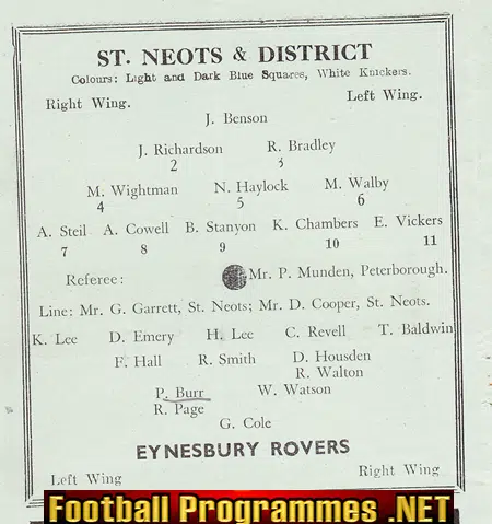 St Neots v Eynesbury Rovers 1954 - Hunts Premier Cup