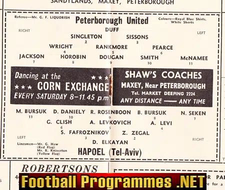 Peterborough United v Hapoel 1963 - Tel Aviv Jewish - Israel