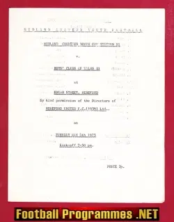 Midland Counties v Boys Club Of Wales 1973 - Schoolboys Youth