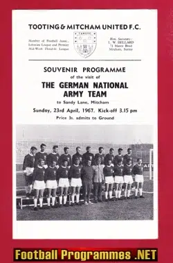 Tooting Mitcham v German Army 1967 – Friendly Germany Team