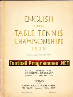 Table Tennis Championships Royal Albert Hall 1939
