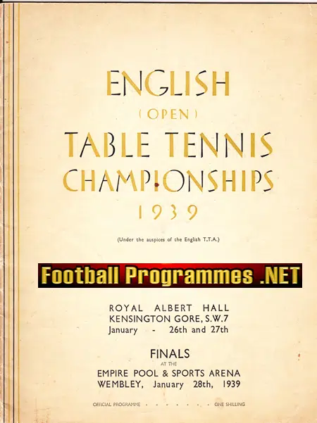 Table Tennis Championships Royal Albert Hall 1939