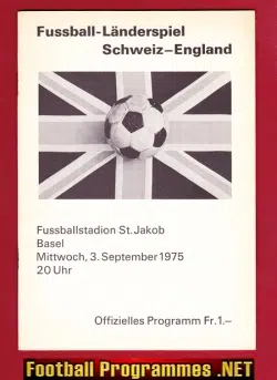 Switzerland v England 1975