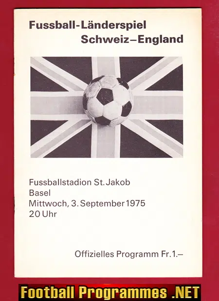 Switzerland v England 1975