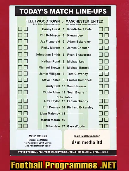 Fleetwood Town v Manchester United 2007 - Reserves Match