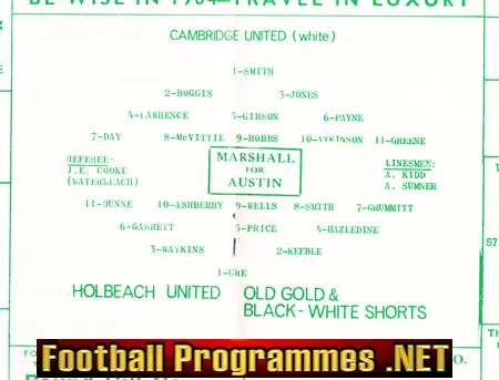 Cambridge United v Holbeach United 1964