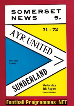 Ayr United v Sunderland 1971 – Pre Season Friendly Game