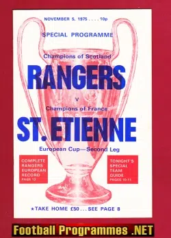Glasgow Rangers v St Etienne 1975 – European Cup