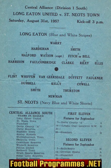 Long Eaton United v St Neots 1957 - Central Alliance Division