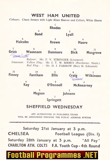 West Ham United v Sheffield Wednesday 1961