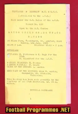 Tenterden & District Grasstrack Meeting Palace Farm Ashford 1965