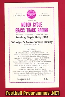 Whitley Grasstrack Motor Cycle Race Woolgar West Horsley 1950