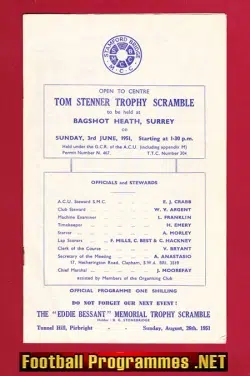 Stamford Bridge Grasstrack Motor Cycle Race Bagshot Heath 1951