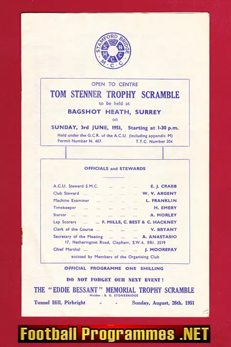 Stamford Bridge Grasstrack Motor Cycle Race Bagshot Heath 1951