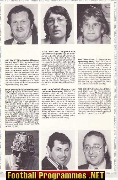 Stars Of Speedway v SWAPA 1981 - Charity Football at Oldbury Utd
