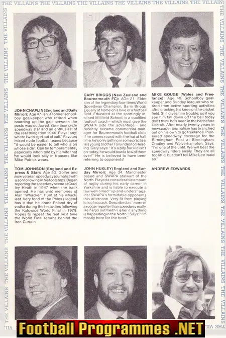 Stars Of Speedway v SWAPA 1981 - Charity Football at Oldbury Utd