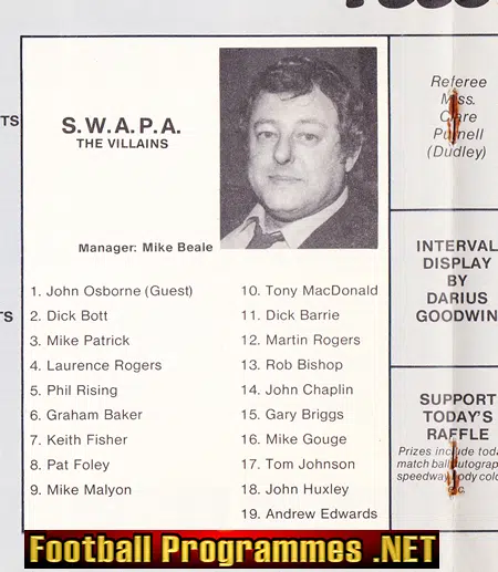 Stars Of Speedway v SWAPA 1981 - Charity Football at Oldbury Utd