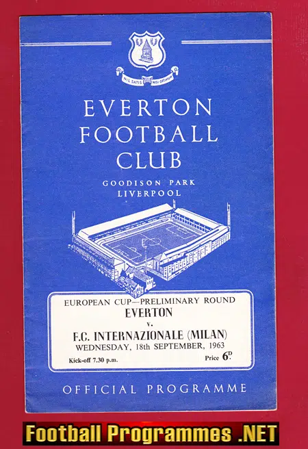 Everton v Inter Milan 1963 - Prelims European Cup