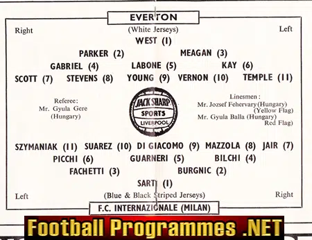 Everton v Inter Milan 1963 - Prelims European Cup