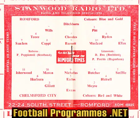 Romford v Chelmsford City 1963