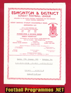 Coleraine Park Athletic v Town Argyle 1965 – Edmonton