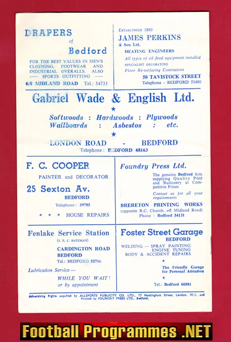 Bedford Town v Peterborough United 1966 - Cup Semi Final