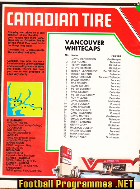 Vancouver Whitecaps v Seattle Sounders 1981 George Best Special