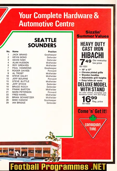 Vancouver Whitecaps v Seattle Sounders 1981 George Best Special