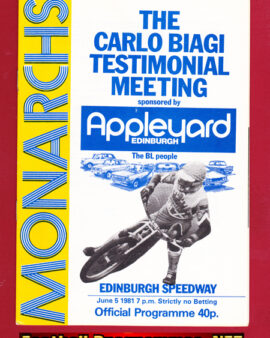 Edinburgh Monarchs Speedway Carlo Biagi Testimonial 1981