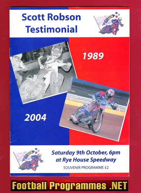 Rye House Speedway Scott Robson Testimonial 1989