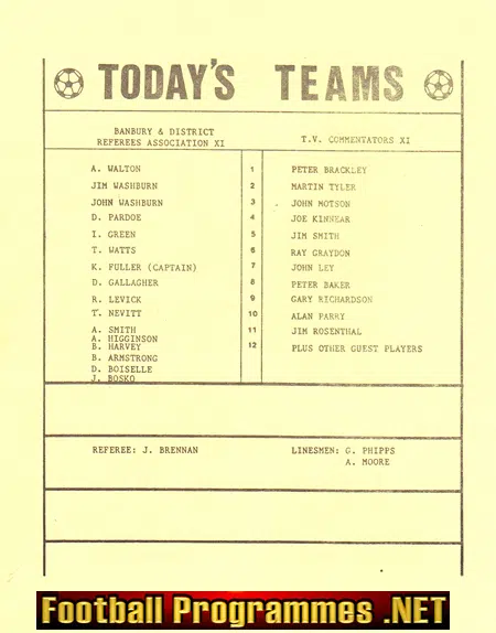 Banbury v Bidicote 1985 - Plus Referee + TV Commentators