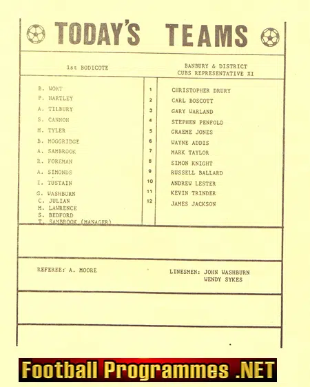 Banbury v Bidicote 1985 - Plus Referee + TV Commentators