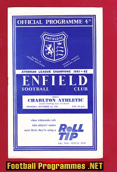 Enfield v Charlton Athletic 1962 – London Challenge Cup