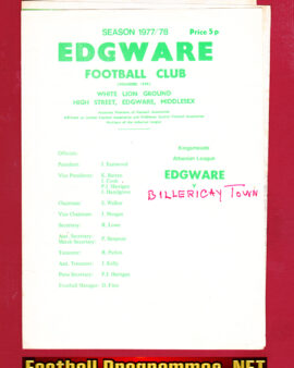 Edgware Town v Billericay Town 1978