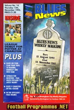 Birmingham City FC Blue New Fanzine Mag 1992 – Last Ever Issue