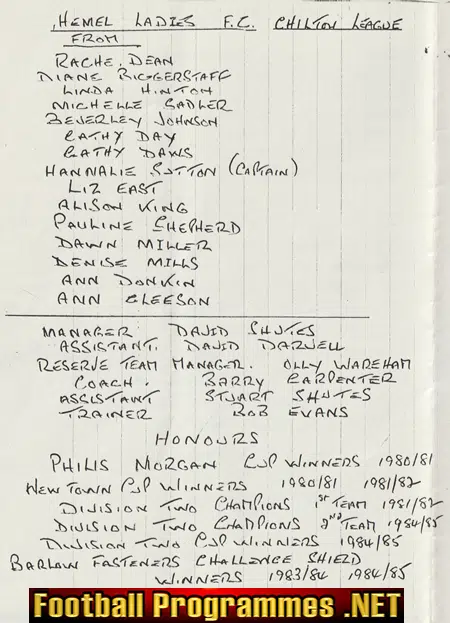 Hemel Ladies v Tottenham Ladies 1985 - Womens Football